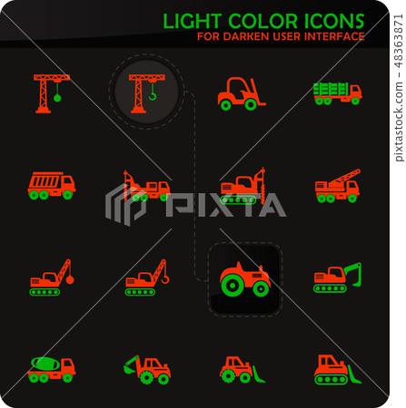 Construction transport icons set 48363871