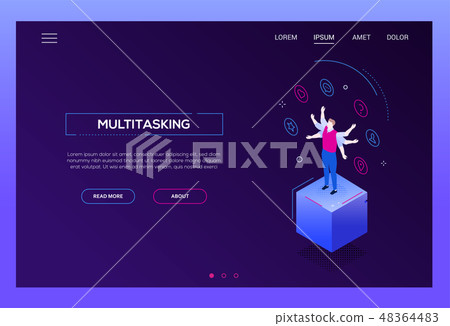 Multitasking concept - modern isometric vector... - Stock Illustration ...
