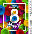 Number 8 on colorful paper flower background 48365006
