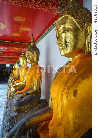 Buddha statues in Wat Pho, Bangkok, Thailand 48365019
