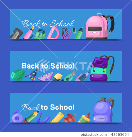 Back to school set of banners. Kids school... - Stock Illustration ...