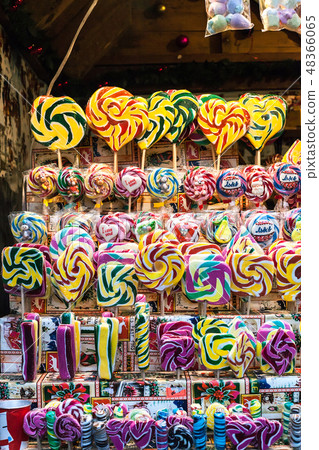 Lot various multicolor caramel at Christmas fair Lot various multicolor caramel at Christmas fair 48366065