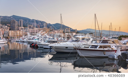 Evening on Monaco promenade with no people 48366089