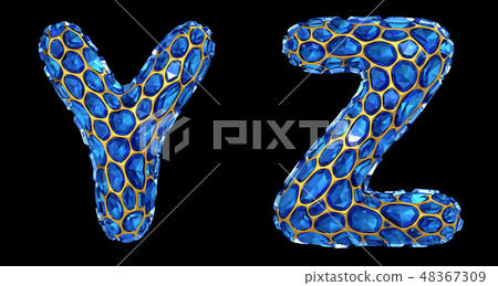 Letter set Y, Z made of realistic 3d render blue diamond. Collection of Diamond alphabet Letter set Y, Z made of realistic 3d render blue diamond. Collection of Diamond alphabet 48367309