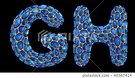 Letter set A, B made of realistic 3d render blue diamond. Collection of Diamond alphabet Letter set A, B made of realistic 3d render blue diamond. Collection of Diamond alphabet 48367414