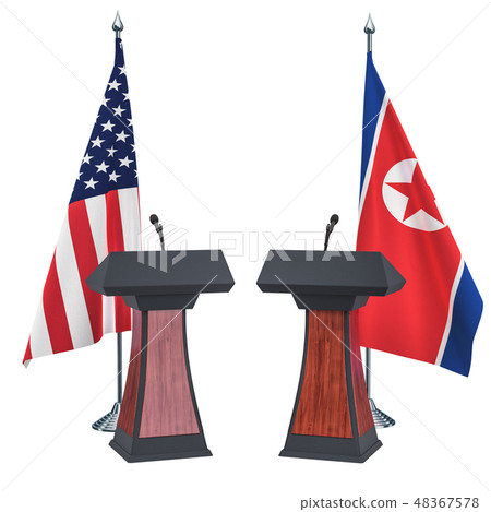 North Korea and United States meeting concept North Korea and United States meeting concept 48367578