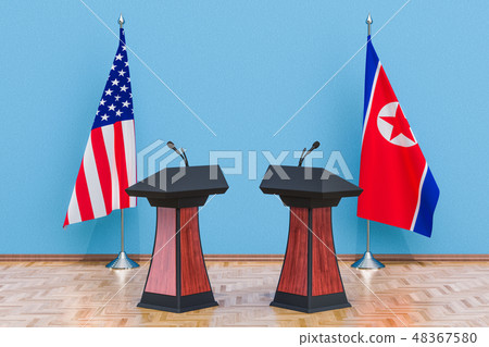 United States and North Korea meeting concept United States and North Korea meeting concept 48367580