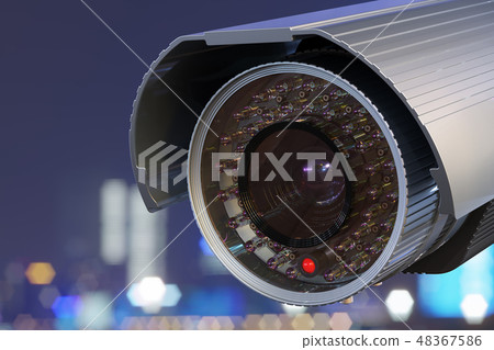 Security surveillance camera in the city 48367586