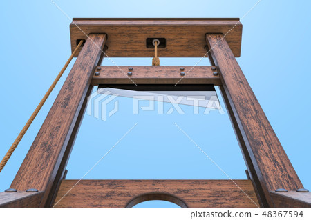 Guillotine, bottom view against blue sky 48367594