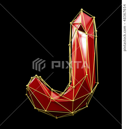 Capital Latin Letter J In Low Poly Style Red Stock Illustration