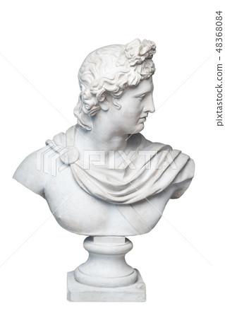 God Apollo bust sculpture. Ancient Greek god of Sun and Poetry Plaster copy of a marble statue 48368084