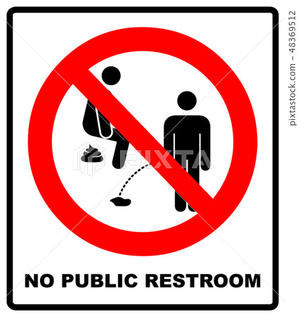 No peeing, prohibition sign,  illustration. 48369512