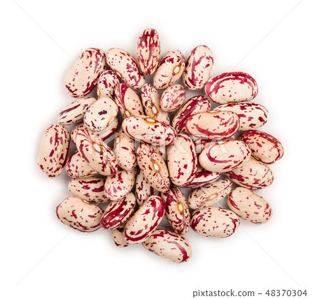 variegated kidney bean isolated on white background. Top view. Flat lay 48370304
