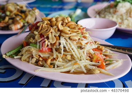 Thai food, salad of blue papaya, Som Tam 48370498