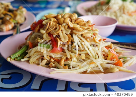 Thai food, salad of blue papaya, Som Tam Thai 48370499