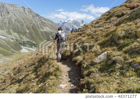 Trekking in Summer Alps landscape of Tyrol 48371277