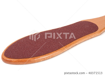 wooden double-sided grater for feet isolated on white background 48371513