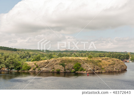 Khortytsia island and River Dnieper, Ukraine. Khortytsia island and River Dnieper, Ukraine. 48372643