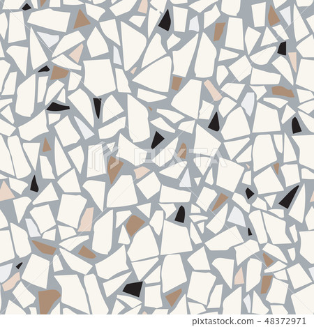 Terrazzo flooring vector grey seamless pattern.  48372971
