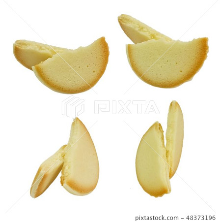 Set of Cheese Cream Crackers on White Background Set of Cheese Cream Crackers on White Background 48373196
