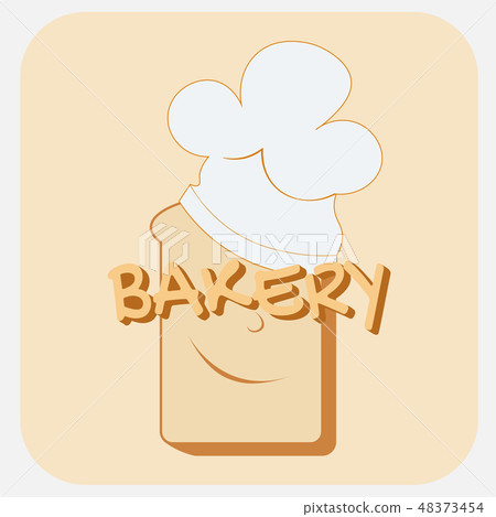 a piece of bread in the form of a cook on a background of curved edges a piece of bread in the form of a cook on a background of curved edges 48373454