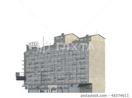 Slums buildings isolated on white background 3d illustration Slums buildings isolated on white background 3d illustration 48374611