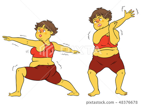 Dieting Yoga, Chubby Female - Stock Illustration [48376678] - PIXTA