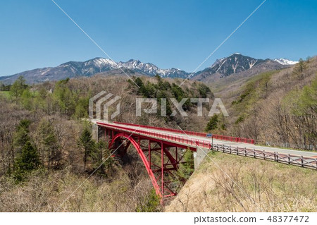 Winter Horto city Higashiizawa Ohashi and Yatsugatake mountain 48377472