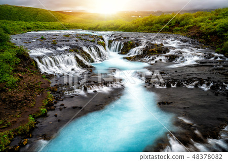 Bruarfoss waterfall in Brekkuskogur, Iceland. Bruarfoss waterfall in Brekkuskogur, Iceland. 48378082