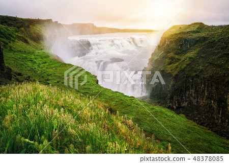 Landscape of Gullfoss waterfall in Iceland. 48378085