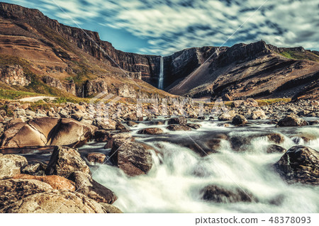 Beautiful Hengifoss Waterfall in Eastern Iceland. 48378093