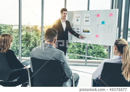Businesswomen and businessmen in group meeting. Businesswomen and businessmen in group meeting. 48378877