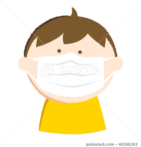 Illustration of handwriting style. A boy who is masking. 48380263