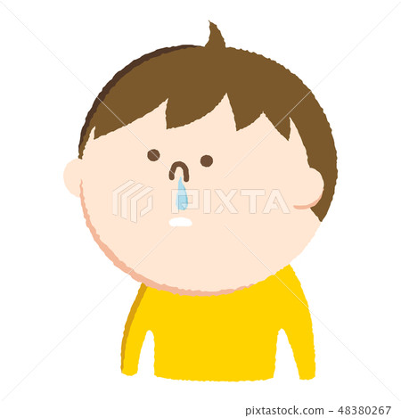 Illustration of handwriting style. A boy who runs a runny nose. Illustration of handwriting style. A boy who runs a runny nose. 48380267
