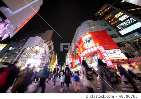 東京都市風景風景在日本陽光60街道(步行天堂)·夜視圖 東京都市風景風景在日本陽光60街道(步行天堂)·夜視圖 48380763