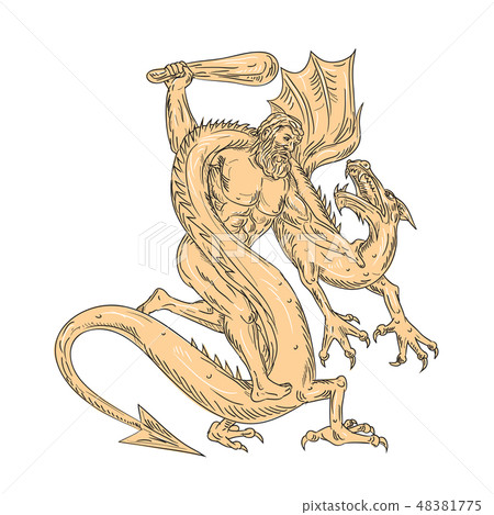 Hercules Fighting Dragon Drawing Color 48381775