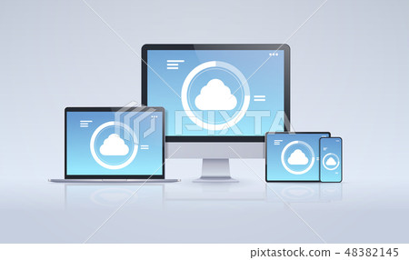internet connection mobile and computer application cloud synchronization tablet smartphone pc 48382145