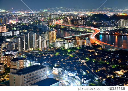 Fukuoka city night view of the cityscape night view Fukuoka city night view of the cityscape night view 48382586