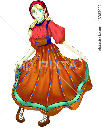 俄國民間服裝原始的女性例證 48383692