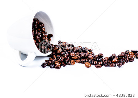Cup with coffee bean on white Cup with coffee bean on white 48383828