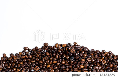 Roasted coffee beanon white Roasted coffee beanon white 48383829