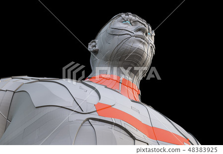 Futuristic robot of dark color with luminous parts 48383925