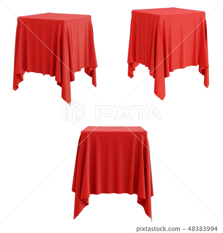Set of red cloth on a square pedestal 48383994
