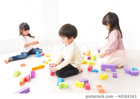 Children playing with blocks Children playing with blocks 48384163