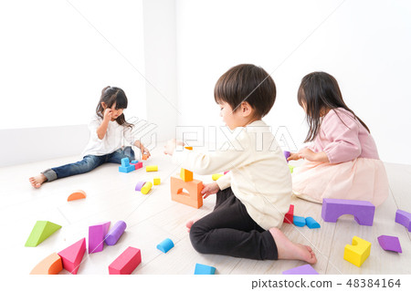 Children playing with blocks Children playing with blocks 48384164