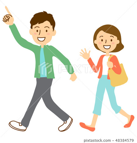 GW couple walking whole body 48384579