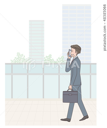 Outside businessman and smartphone Outside businessman and smartphone 48385066