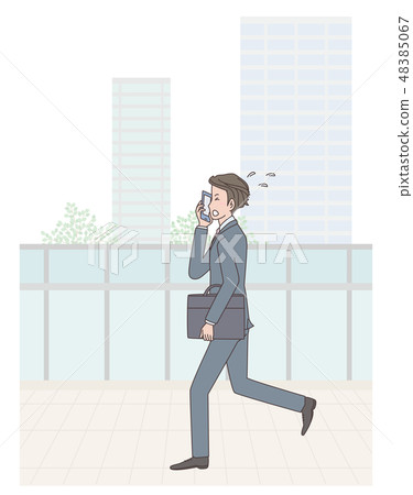 Outside businessman and smartphone 48385067