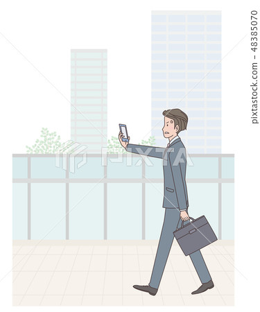 Outside businessman and smartphone Outside businessman and smartphone 48385070