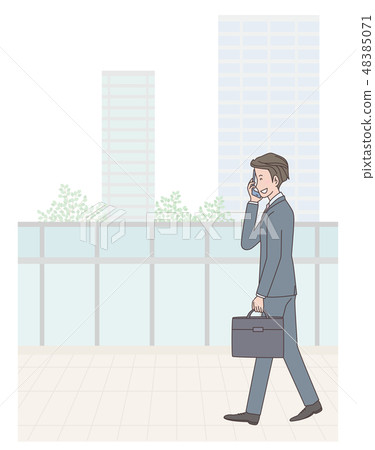Outside businessman and smartphone Outside businessman and smartphone 48385071
